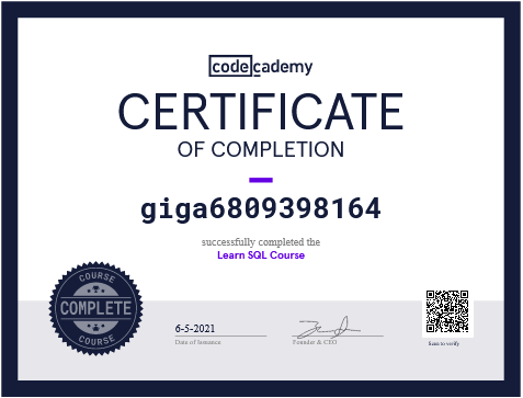 Codecademy certificaat